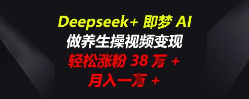 Deepseek+即梦AI，做养生操视频变现，轻松涨粉38W+，月入一W+-网创星球