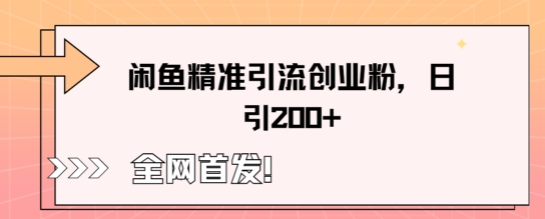 闲鱼精准引流创业粉，轻松日引200+-网创星球