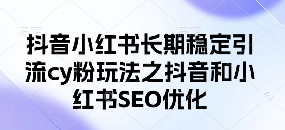 抖音小红书长期稳定引流cy粉玩法之抖音和小红书SEO优化-网创星球