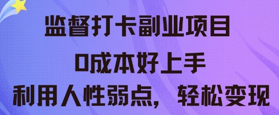 监督打卡副业新玩法，0成本好上手，利用人性的弱点轻松变现-网创星球