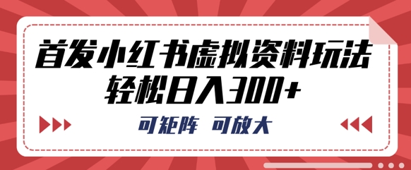首发小红书虚拟资料玩法，可矩阵，可放大，轻松日入3张-网创星球
