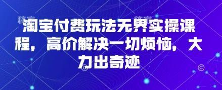 淘宝付费玩法无界实操课程，高价解决一切烦恼，大力出奇迹-网创星球