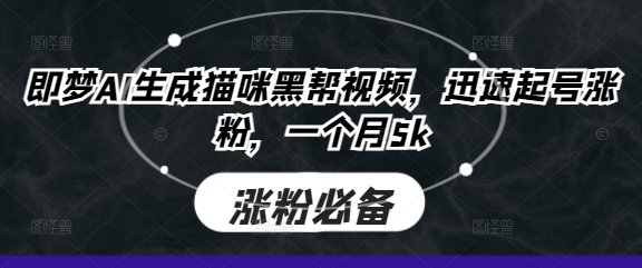 即梦AI生成猫咪黑帮视频，迅速起号涨粉，一个月5k-网创星球