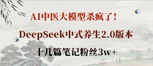 AI中医大模型杀疯了！DeepSeek中式养生2.0版本，十几篇笔记粉丝3w+-网创星球