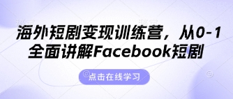 海外短剧变现训练营，从0-1全面讲解Facebook短剧-网创星球