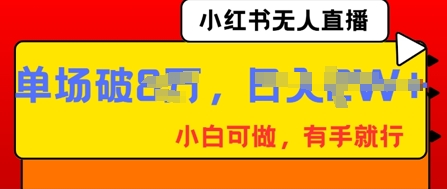 小红书无人直播，纯小白可做，有手就行，单场直播销售额破8w-网创星球