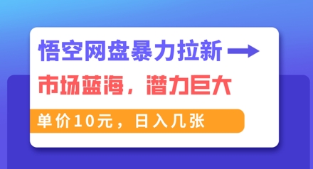 悟空网盘暴力拉新：一单10元，市场空白，日入几张-网创星球