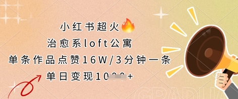 小红书超火的治愈系loft公寓，单条作品点赞16W，3分钟一条，单日变现数张-网创星球