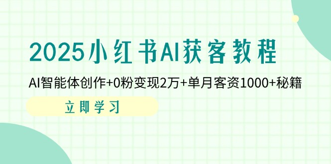 （14301期）2025小红书AI获客教程：AI智能体创作+0粉变现2万+单月客资1000+秘籍-网创星球