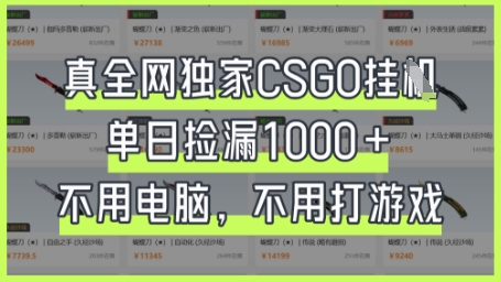 真全网独家CSGO挂G，单日捡漏1k+【揭秘】-网创星球