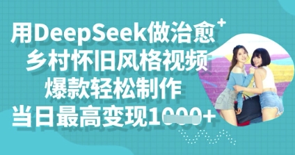 用DeepSeek做治愈乡村怀旧风格视频，爆款轻松制作，当日最高变现多张-网创星球